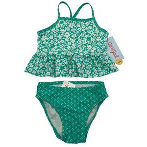 Cat & Jack Girls‎ Swimsuit Set 18 Months Green/White